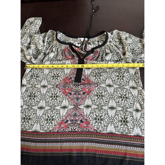 Dr2 Bohemian Paisley Tunic Top With Tassel Tie Neckline & Elastic Cuffs size xl - Picture 10 of 12